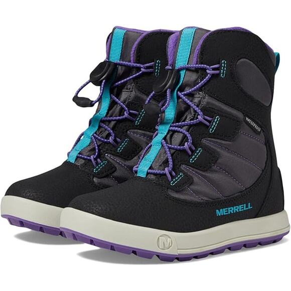 Merrell Boys 2M Black Purple Snow Bank 4.0 Waterproof Winter Boots Snow BR2-3 - Picture 1 of 7
